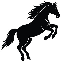 Horse jumping silhouette on the white background 1