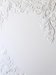 White Floral Embossed Design Background Frame