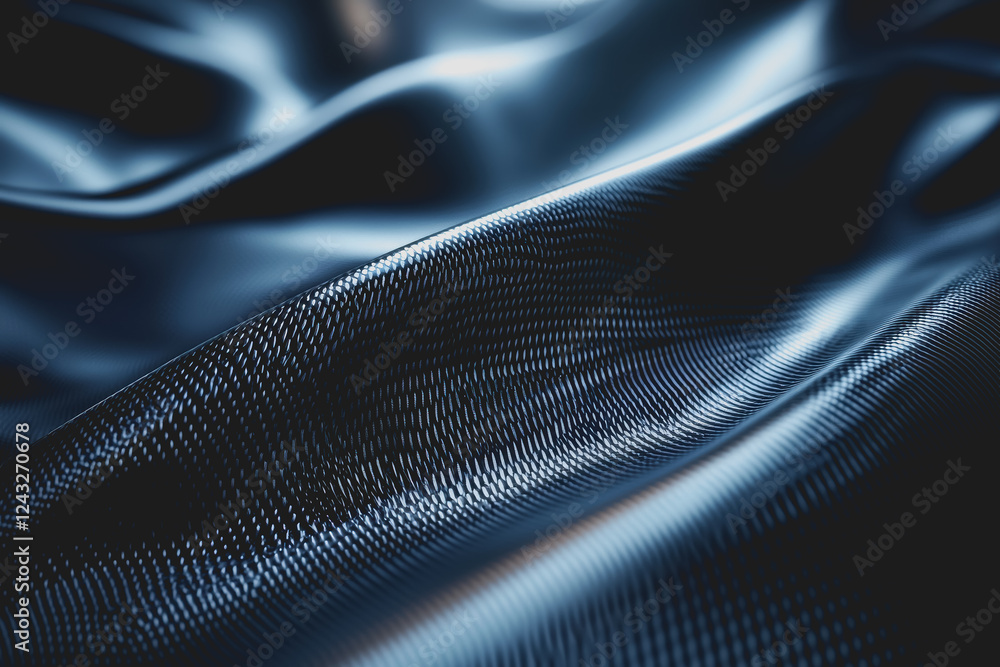 Poster black and blue wavy pattern background with smooth curves and fluid shapes for design and art projec