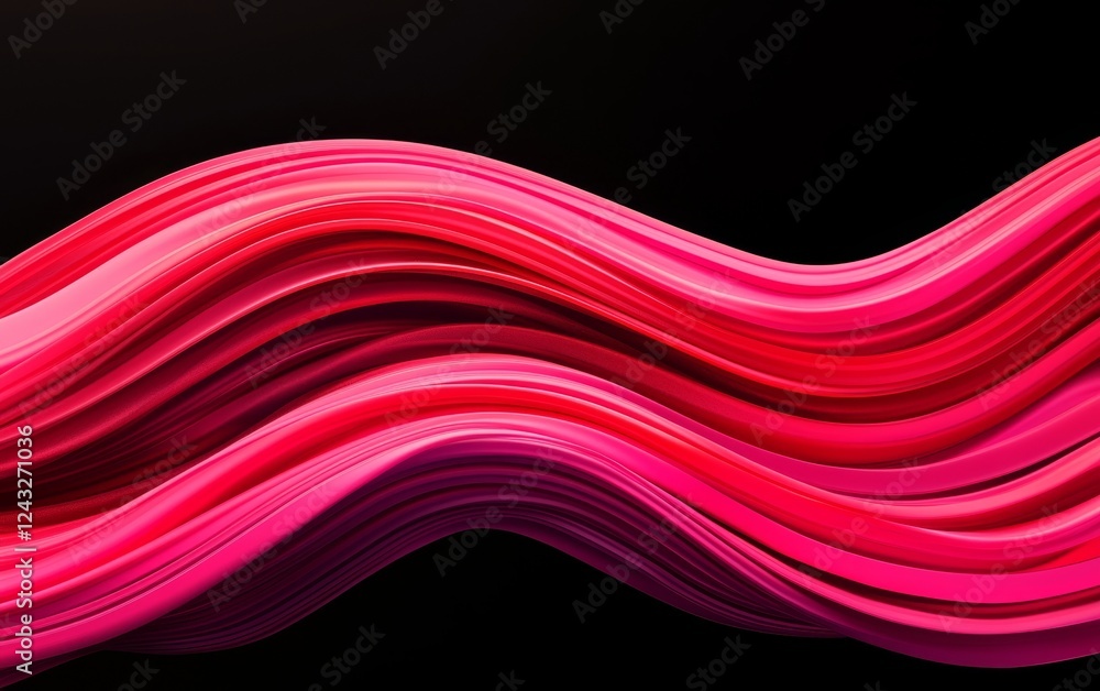 Poster a vibrant wave of pink and red hues gracefully undulates against a dark background, creating a dynam