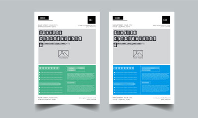 Corporate flyer design template with 2 color design concept layout