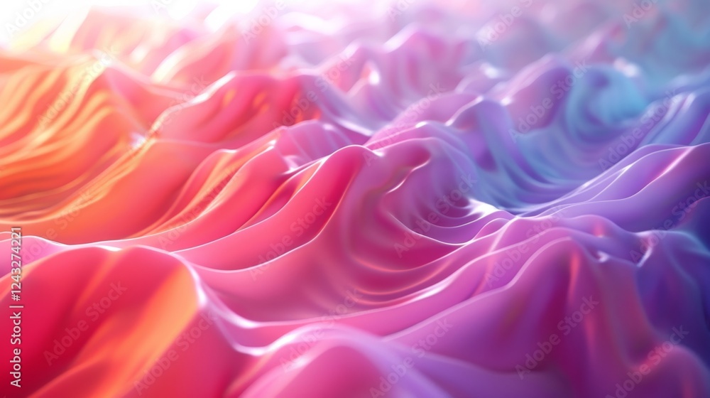 Poster colorful iridescent waves create a stunning abstract background with a soft gradient effect