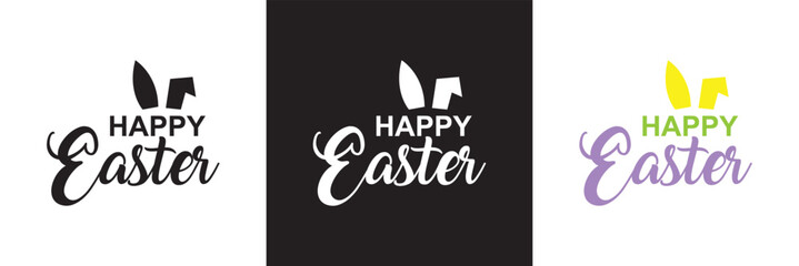 Happy easter letter calligraphy. isolated on white and black background. vector illustration. EPS 10