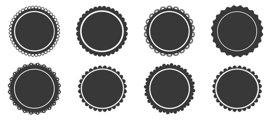 Scalloped border simple divider ornament edge cutout decoration isolated on white background. 