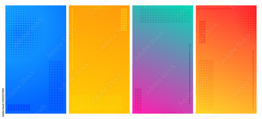 Aufkleber set of abstract gradient geometric backgrounds with dots