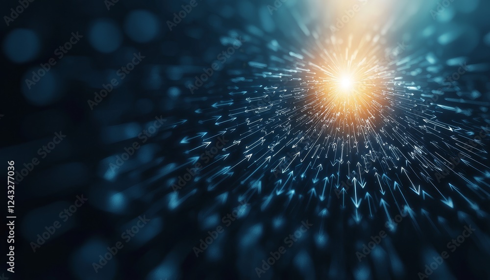 Poster a vibrant explosion of light and particles radiates from a central point, creating a captivating vis