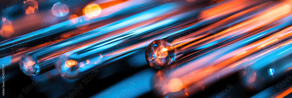 Poster illuminated translucent tubes with bokeh