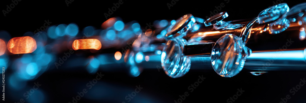 Poster flute keys with bokeh lighting