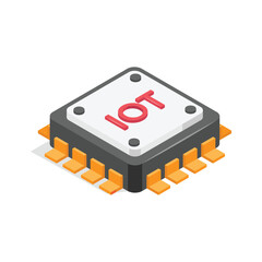 An isometric icon of microchip in modern style