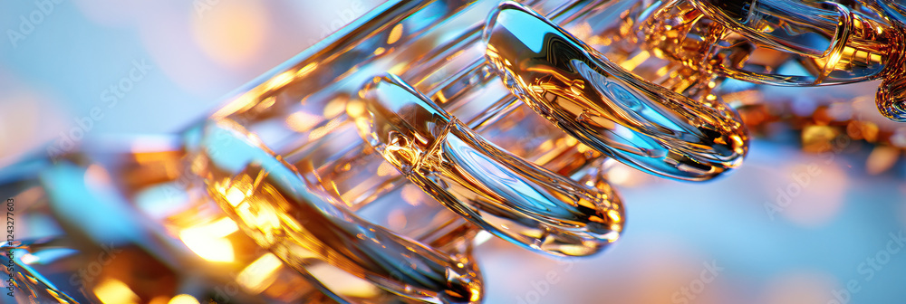 Poster close-up of reflective spiraling metallic object