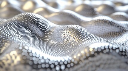 Abstract silver dotted wavy surface, digital background
