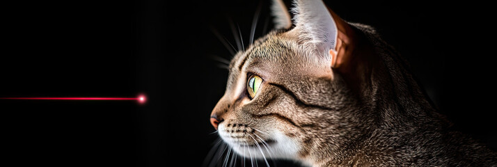 Tabby Cat Observing Red Laser Pointer