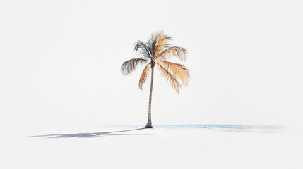 Coconut palm tree isolated on white background. Tropical foliage
