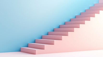 Pink and Blue Pastel Stairs Against a Wall