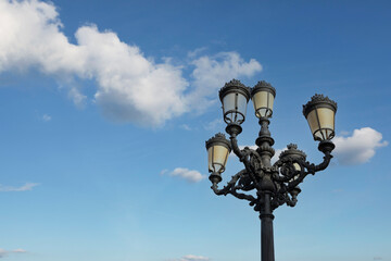 ornate art deco black Cast iron street lights in the Spanish city of Cadiz.