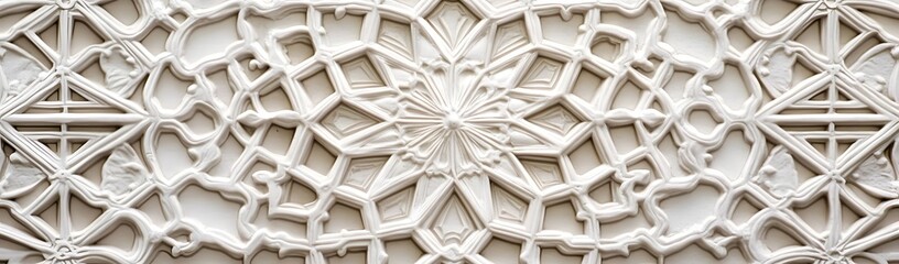 Obraz premium Intricate white architectural relief showcasing geometric patterns and designs, emphasizing craftsmanship