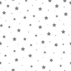 Grey stars and dots seamless fabric pattern