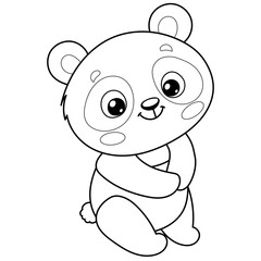 Cute panda. Illustration for Kids. Coloring book
