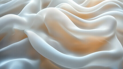 Obraz premium Gentle White Silk with Subtle Peach Undertones and Flowing, Dreamlike Texture