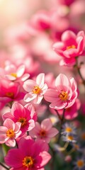 Fototapeta premium Beautiful pink flowers blooming in a vibrant garden during spring season