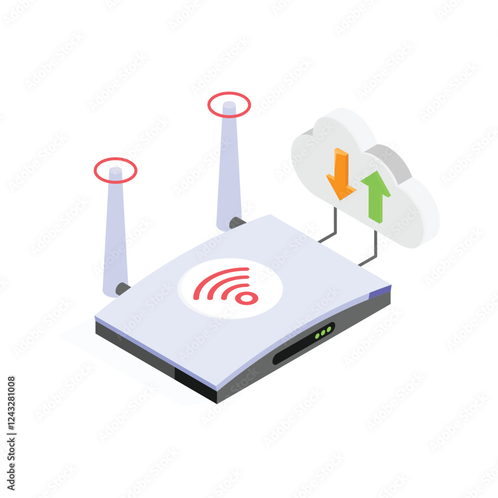 Wall mural get this creatively designed isometric icon of wireless router in modern style