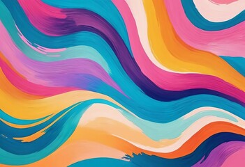 An abstract painting with vibrant colors and shapes