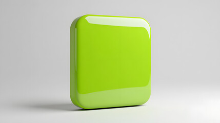 Blank Mobile application icon, button - green square with round corners. 3d rendering, white background


