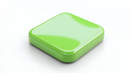 Blank Mobile application icon, button - green square with round corners. 3d rendering, white background


