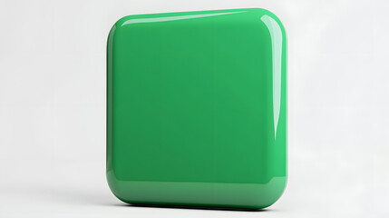 Blank Mobile application icon, button - green square with round corners. 3d rendering, white background


