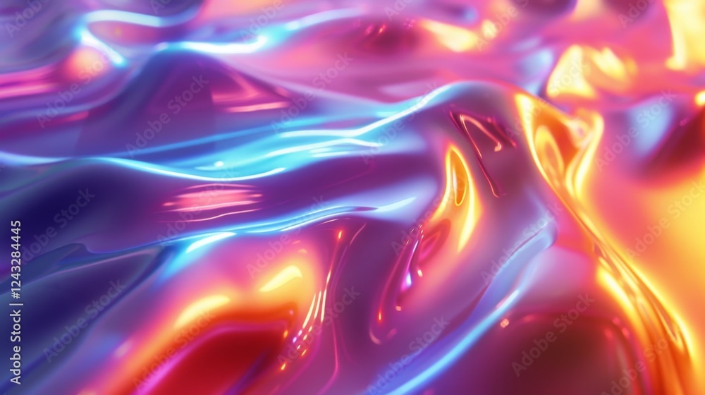 Poster vibrant iridescent gradient with flowing abstract shapes in an artistic display of color and light