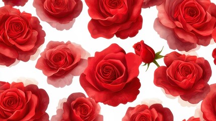 Obraz premium A close-up of a vibrant red rose with delicate dewdrops on its petals, isolated on a pure white background.