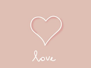 A heart with thin lines and the word 