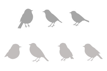 Fulvetta Bird Silhouette Icon Set