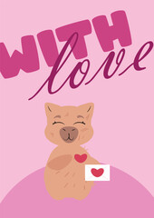 Charming capybara blowing a kiss with a 