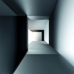 Abstract 3D design with minimalist lines, sharp angles, and contrasting light and shadow