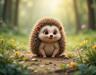 cute little hedgehog. Cartoon style.