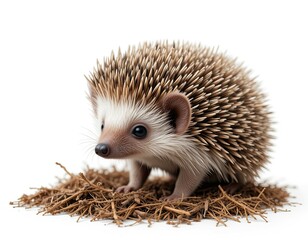 cute little hedgehog. On white isolated background in cartoon style.
