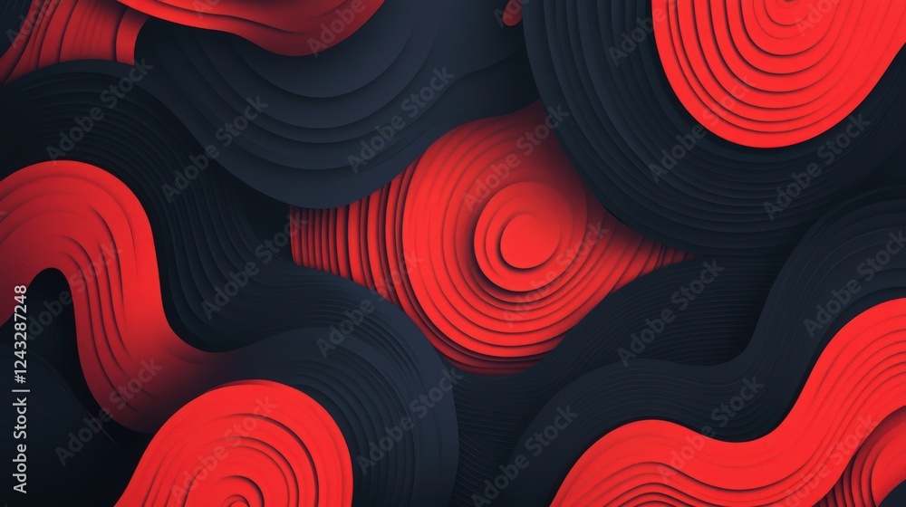 Poster dynamic red and black abstract waves: a modern artistic expression