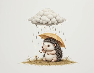 cute little hedgehog. On white isolated background in cartoon style.