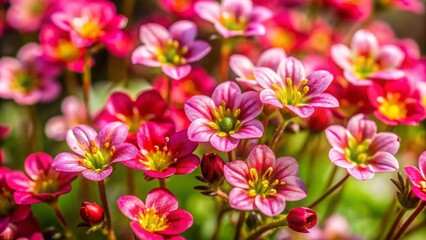 Fototapeta premium Close-up Drone Shot: Pink London Pride Flowers in Garden Bloom