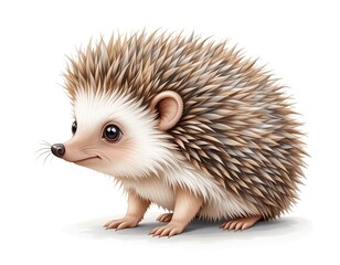 cute little hedgehog. On white isolated background in cartoon style.