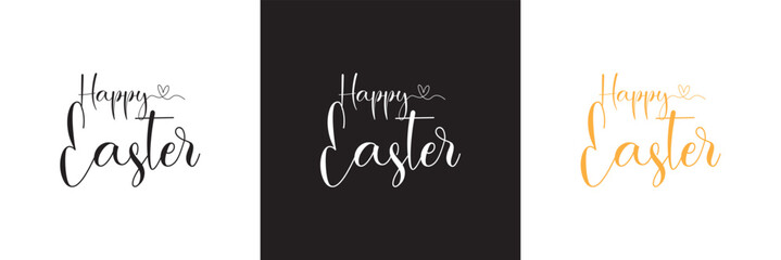 Happy easter letter calligraphy. isolated on white and black background. vector illustration. EPS 10