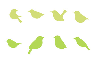 Leaf Warbler Silhouette Icon Set
