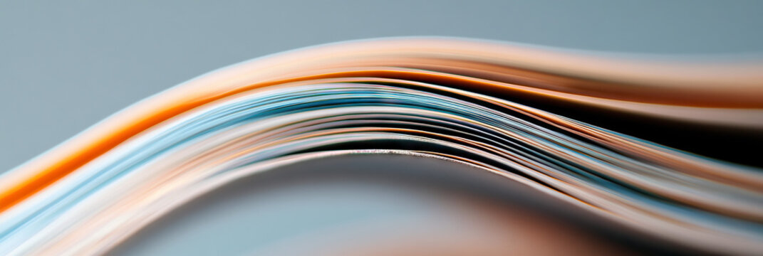 Curved Stack of Thin Papers with Pastel Color Gradient