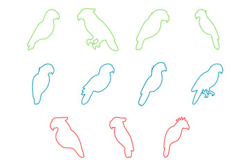 Parrot Bird Outline Icon Set