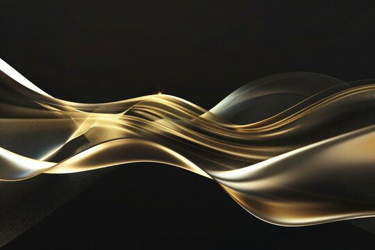 Golden silk waves in motion. Neural network AI generated