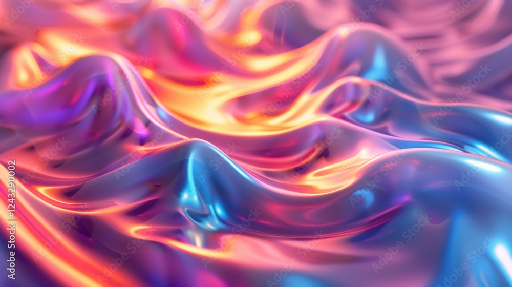 Poster gradient iridescent waves creating an abstract background with smooth texture and vivid colors