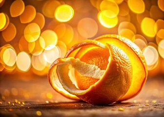 Close-up of Orange Peel with Bokeh Background - Vibrant Citrus Texture