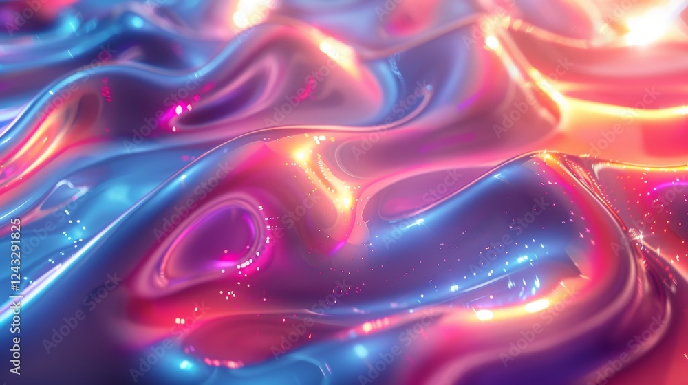 Poster gradient abstract design featuring iridescent waves in vibrant colors