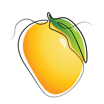 recommend clip art: Mango vector illustration. One line drawing art color illustration, single line mango vector illustration, logo, logotype